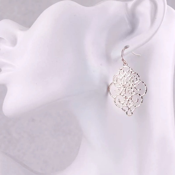 NEW ✨💎 Gunmetal Scroll Filigree drop earrings - Picture 2 of 4